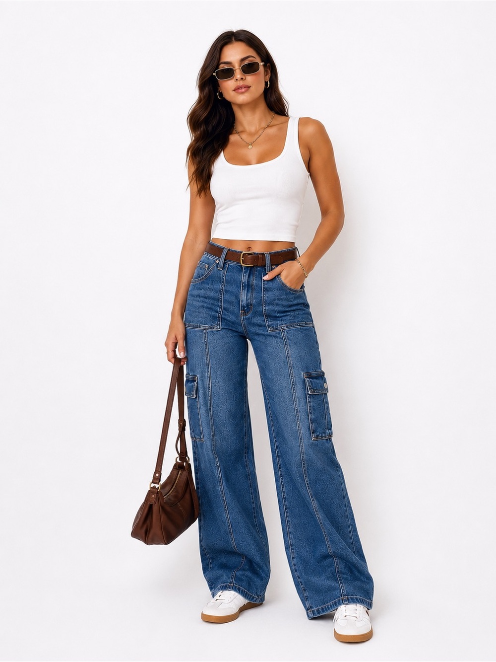 Judy Blue Womens Cargo Jeans Size 9/29 Wide Leg High Rise Y2K Denim